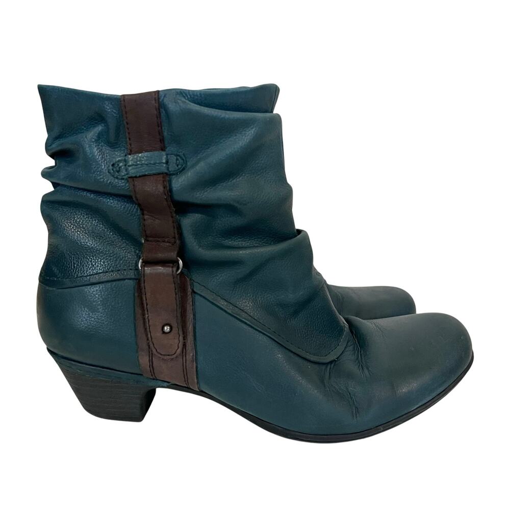 Rockport Cobb Hill Womens 9.5W Alexandra Booties Teal Ankle Boot Leather Comfort